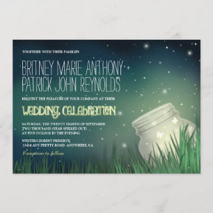 Convites Celestial Mason Jar Firefly Invites