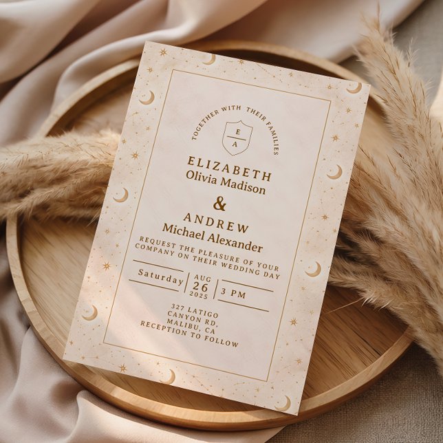 Convites Celestial Moon And Stars Wedding (Criador carregado)