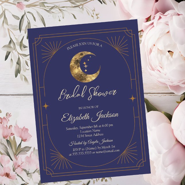 Convites Celestial Moon Frame Violet Bridal Shower (Criador carregado)