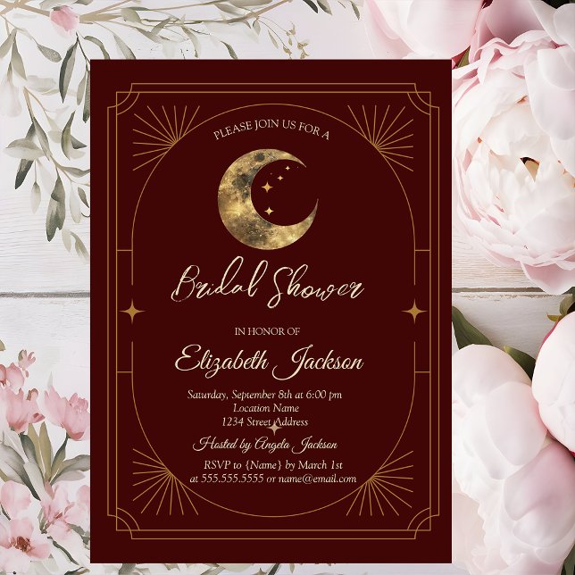 Convites Celestial Moon Stars Dark Bridal Shower (Criador carregado)