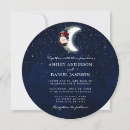Convites Celestial Moon Stars Forte Casamento Redondo