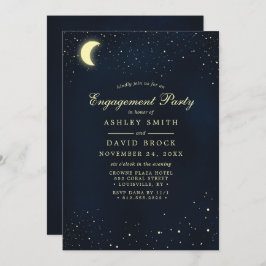 Convites Celestial Moon Stars Night Sky Festa de noivado