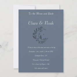 Convites Celestial Moon Wedding Invitation Dusty Blue