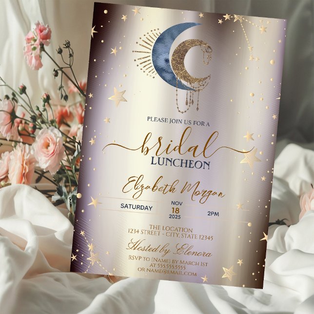Convites Celestial Moons,Stars Magical Bridal Luncheon  (Criador carregado)