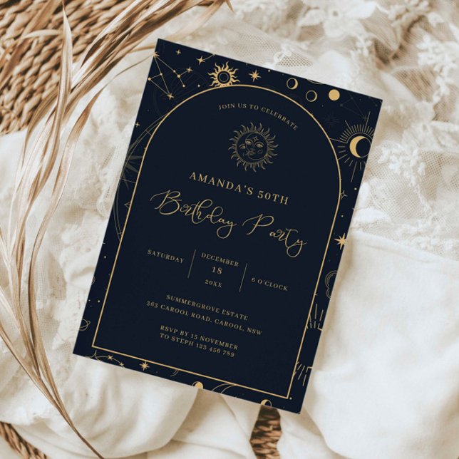 Convites Celestial Mystical Elements Starsign 50º aniversár (Criador carregado)