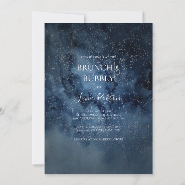 Convites Celestial Night Silver Brunch e Bubble (Frente)