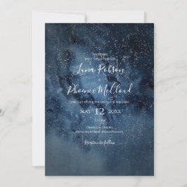 Convites Celestial Night Sky | Casamento Casual Silver