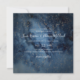 Convites Celestial Night Sky | Casamento Dourado quadrado