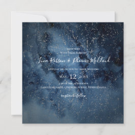 Convites Celestial Night Sky | Casamento prateado
