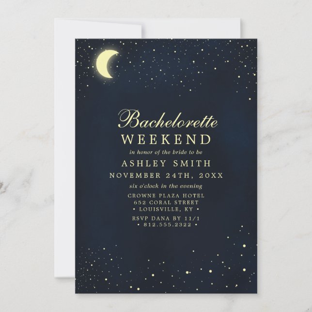 Convites Celestial Stars Midnight Bachelorette Weekend (Frente)