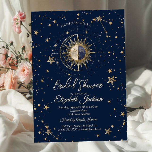 Convites Celestial Sun Stars Galaxy Bridal Shower  (Criador carregado)