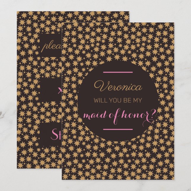 Convites Celestial Você Será Minha Madrinha de casamento Ro (Frente/Verso)