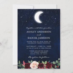 Convites Celestial Wedding Moon Stars Floral