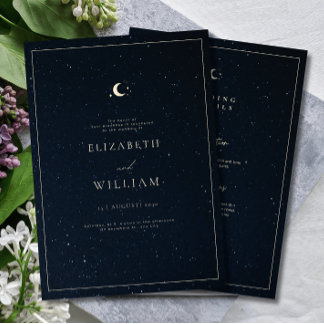 Convites Celestial Wedding Starry Night Sky Elegant Wedding