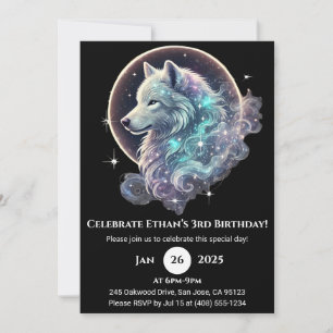 Convites Celestial Wolf Moon Birthday