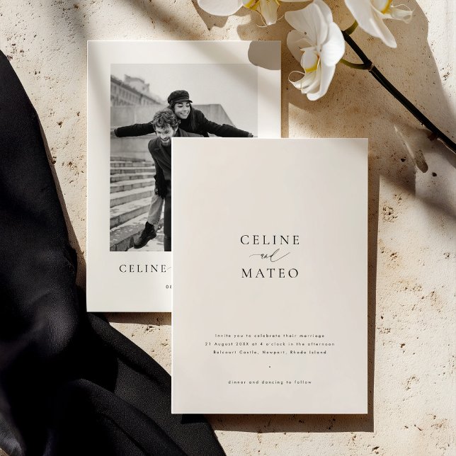 Convites CELINE Minimalist Simple Wedding Invitation (Criador carregado)
