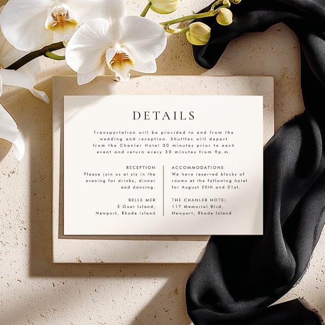 Convites CELINE Minimalist Wedding Details Enclosure Card (Criador carregado)