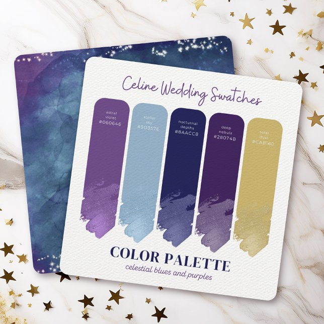 Convites Celine • Paleta de Cores de Casamento Roxo e Azul  (Whether you're planning a wedding or simply love the colors - this swatch card is a helpful tool.)
