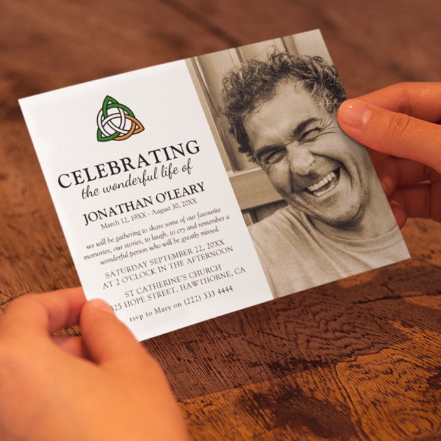 Convites Celtic Knot Classic Irish Funeral Foto Memorial (Criador carregado)