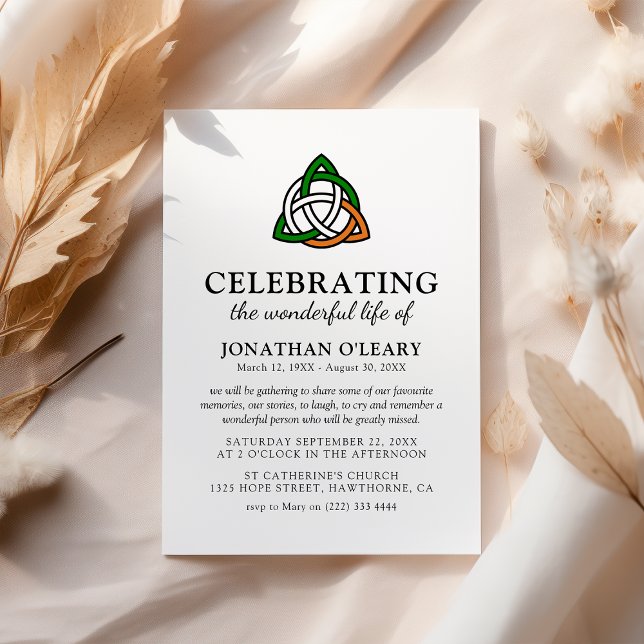 Convites Celtic Knot Classic Irish Funeral Memorial Invitat (Criador carregado)