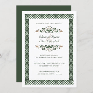 Convites Celtic Knot   Modern Floral Irish Wedding