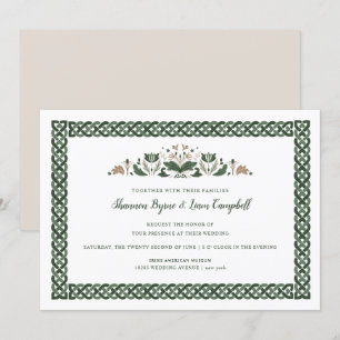 Convites Celtic Knot   Modern Floral Irish Wedding