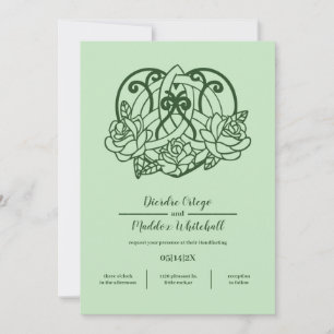Convites Celtic Triquetra Irish Heart Green Handching