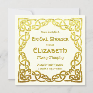 Convites Celtic Wedding Faux Dourado Celtic Knot Chá de pa