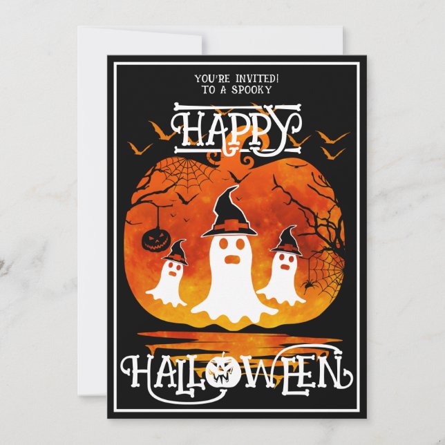 Convites Cemitério de Fantasmas Feliz Halloween Eventos Ass (Frente)