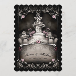 Convites Cemitério de Halloween Adorava Casamento "Junto co