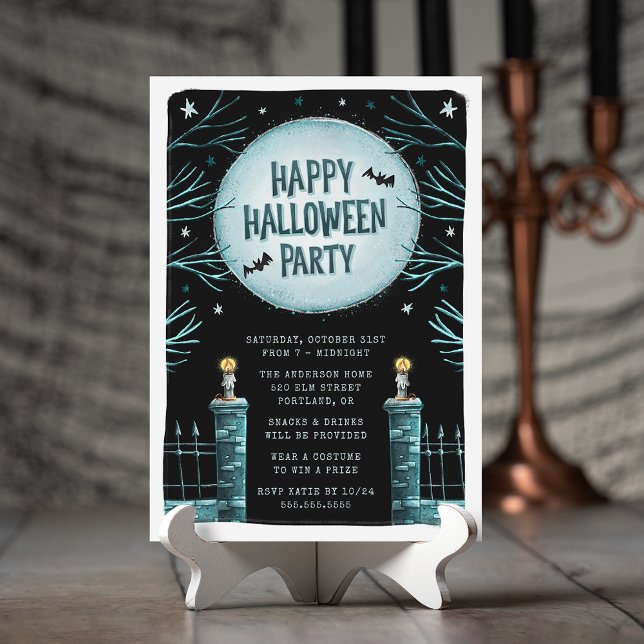Convites Cemitério Fofo e Assustador Festa Feliz de Hallowe (Criador carregado)