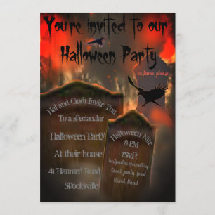 Convites Cemitério Tombstones Blackbird Vulture Spooky