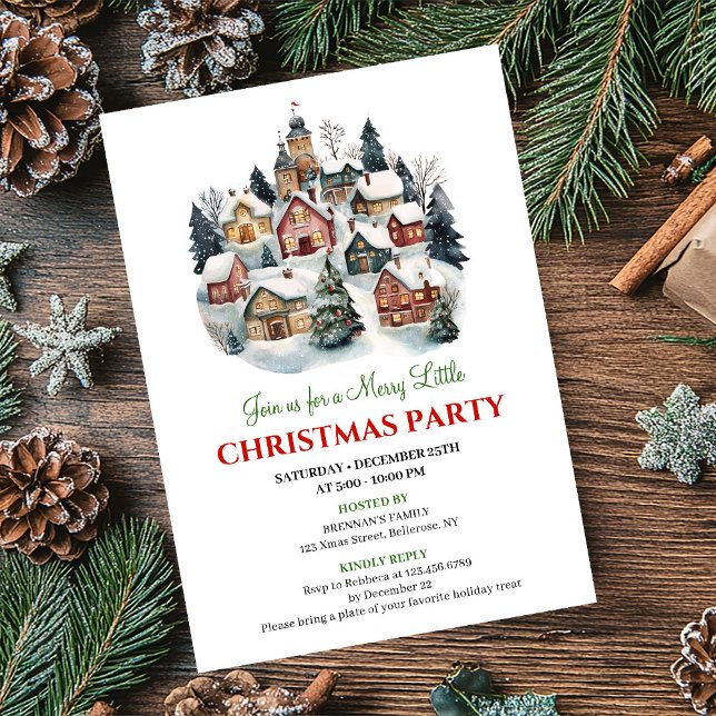 Convites Cena artística de Natal chic celebração festiva  (Chic artistic Christmas scene festive celebration card)