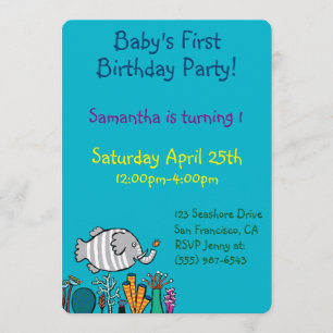 Convites Cena bonito dos peixes do elefante com coral