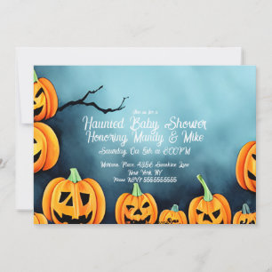Convites Cena de Abóbora Aquarela Chá de Bebê de Halloween