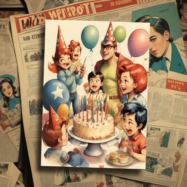 Convites Cena de aniversário de desenho animado engraçado e (Criador carregado)