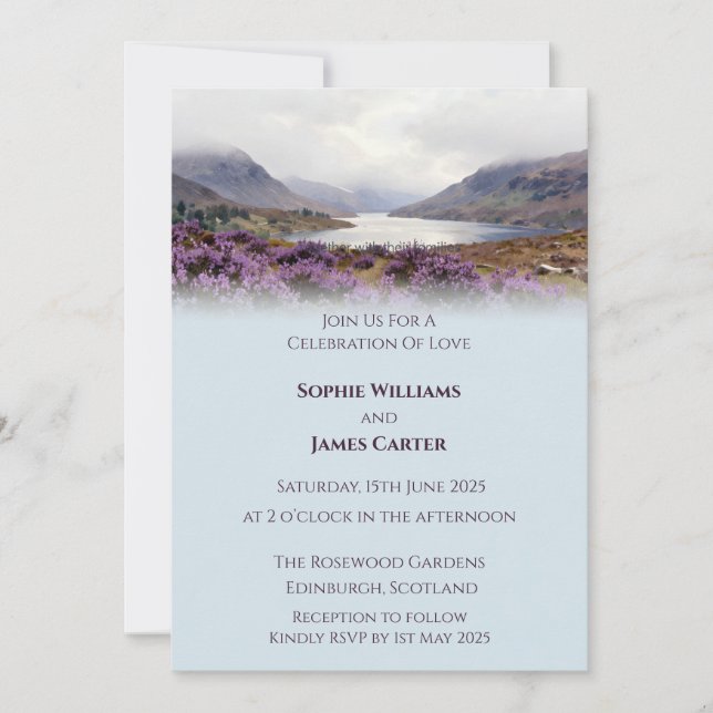 Convites Cena de Casamento com Paisagem das Terras Altas Es (Frente)