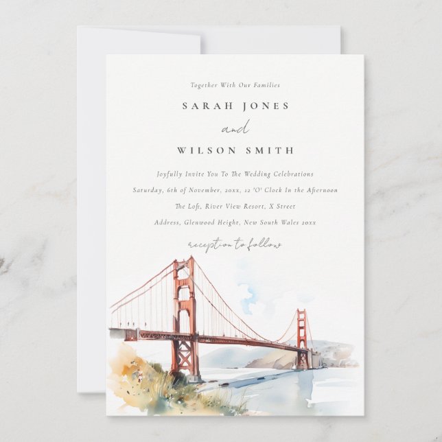 Convites Cena de casamento da ponte Golden Gate de São Fran (Frente)