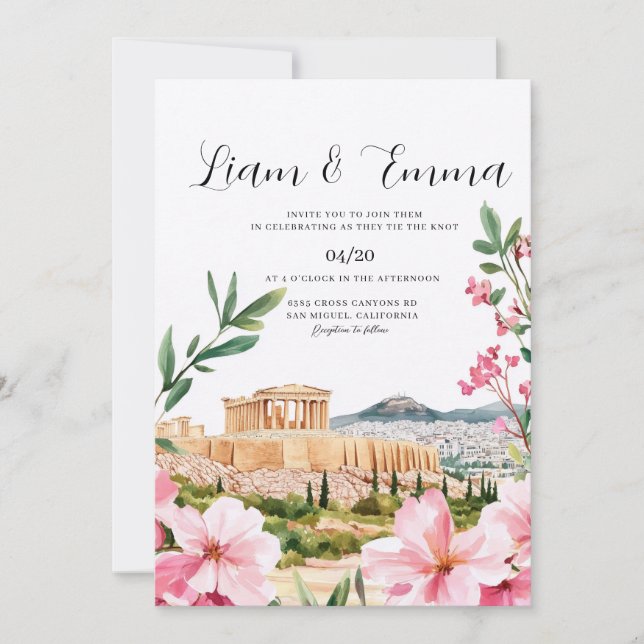 Convites Cena de casamento em Atenas Grécia (Frente)