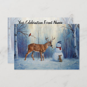 Convites Cena de Férias de Inverno Deer e Happy Snowman