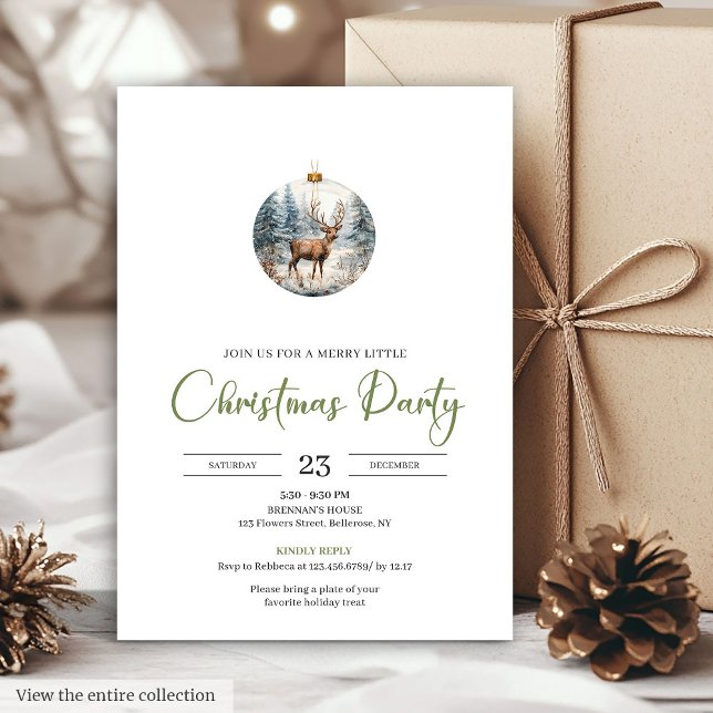 Convites Cena de Inverno Chic Boho Aconchegante Veado Natal (Chic Boho Cozy Winter Scene Deer Christmas Invitation)