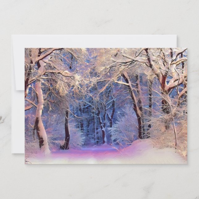 Convites Cena de inverno com árvores nevadas aquarela  (Frente)