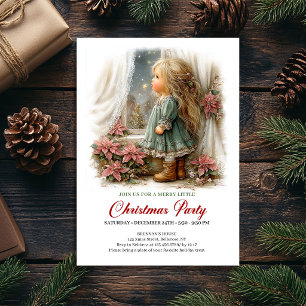 Convites Cena de Natal Brilhante Garota Festa Festiva