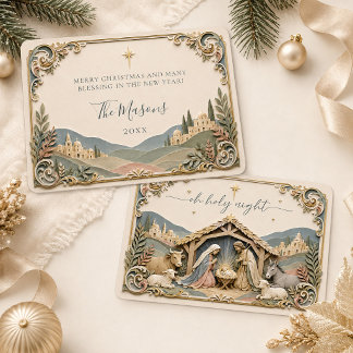 Convites Cena de Natal da Noite Santa em Papel 3D para Cart