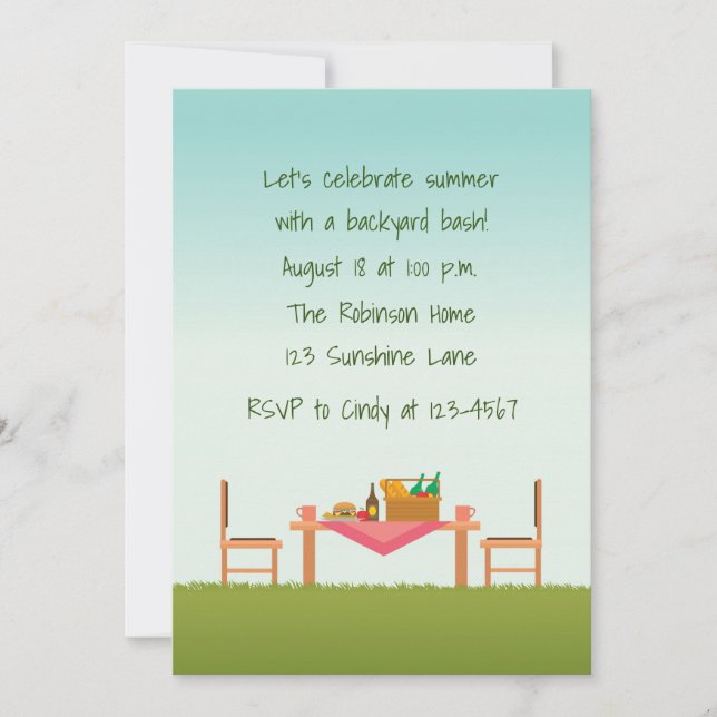 Convites Cena de Piquenique Exterior (Frente)