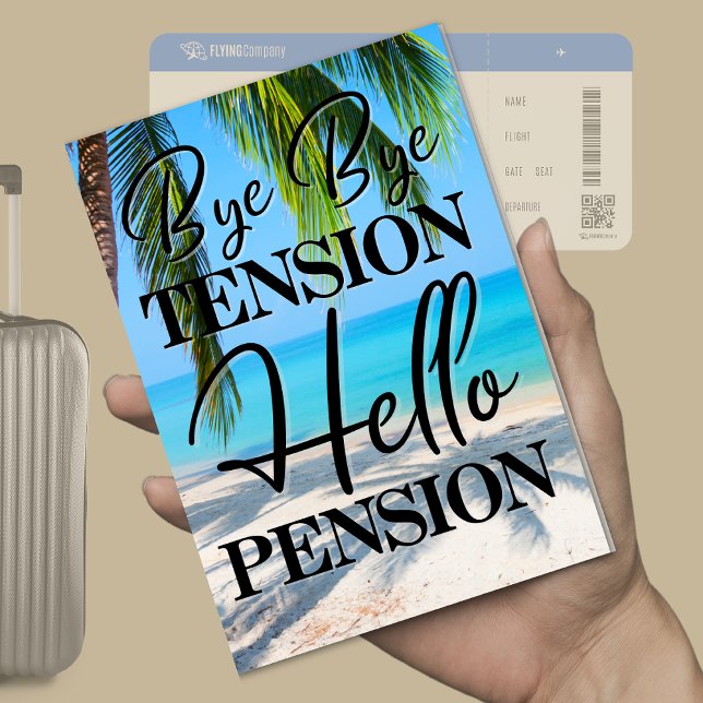 Convites Cena de praia de aposentadoria Bye Bye Tension Par (Criador carregado)