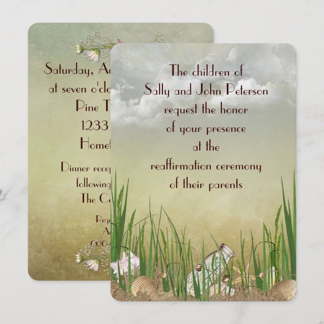 Convites Cena de Praia para Renovação de Vow (Frente/Verso)