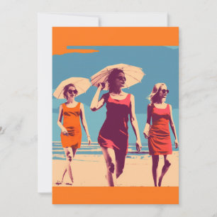 Convites Cena de praia retrô inspirada em vintage