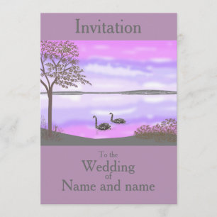 Convites Cena de sol do lago cisne Casamento RSVP adiciona 