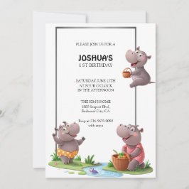 Convites Cena Divertida de Hipopótamos